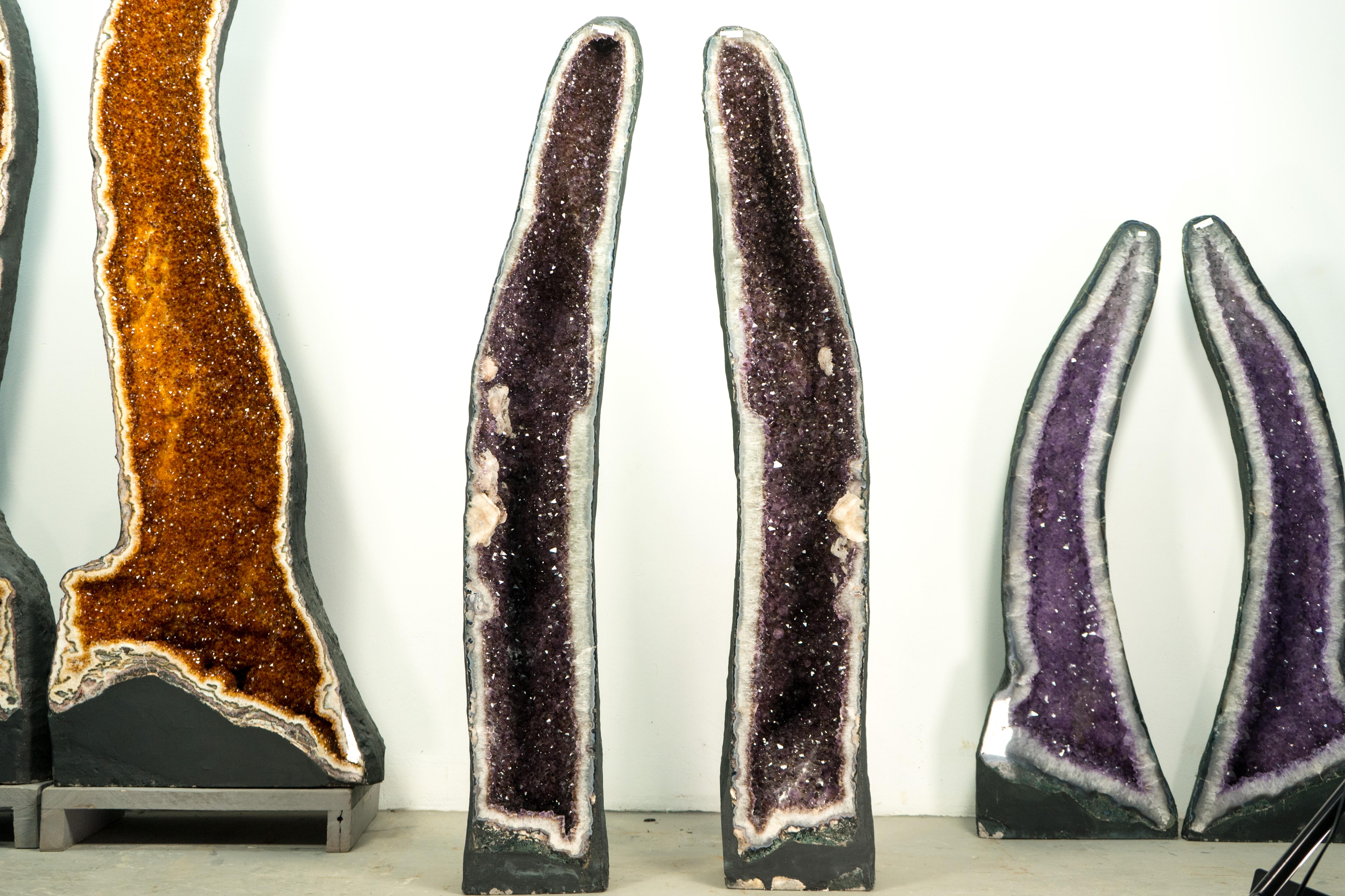 Pair of 5 Ft Tall Large Amethyst Geode Cathedrals with Sparkly Lavender Amethyst For Sale 9