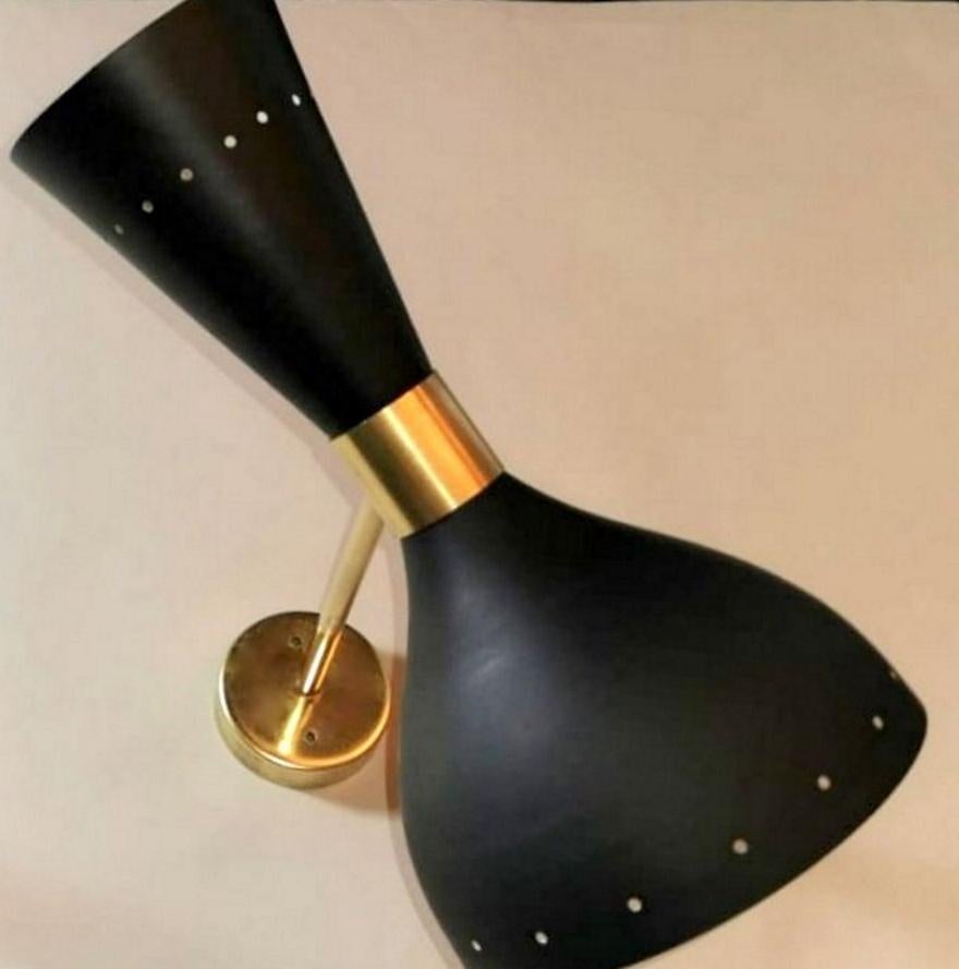 Stilnovo Style Italian Pair of Brass  Sconces Diabolo Model  2