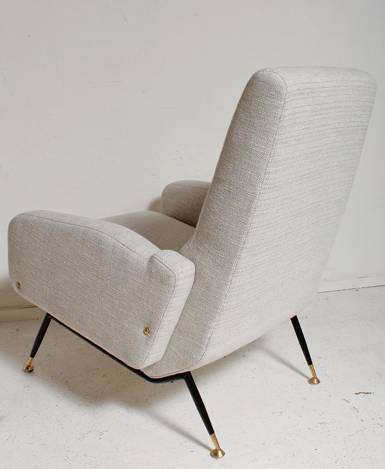Italian Pair of 1950s Gigi Radice Lounge Chairs, Fully Restored