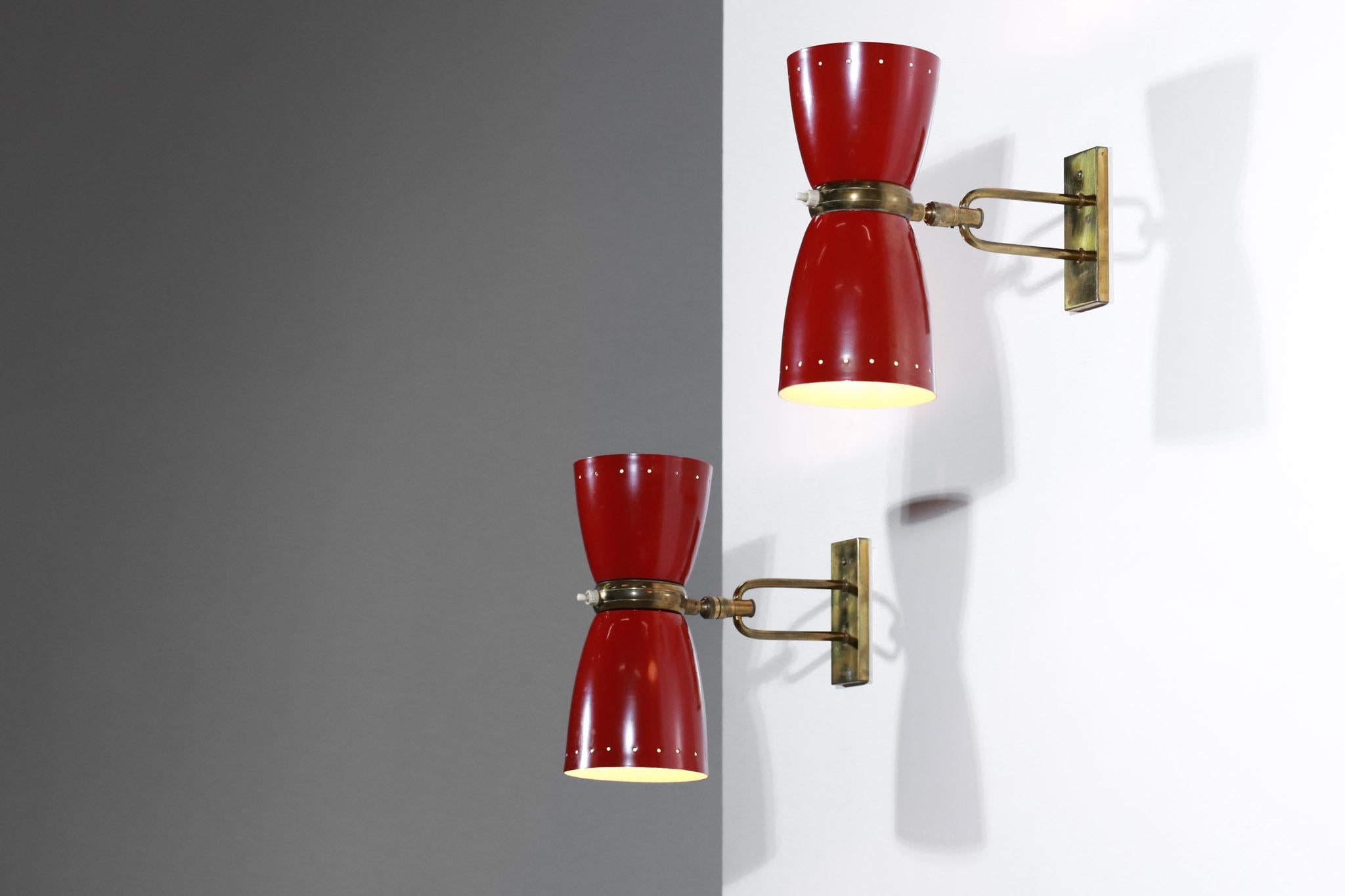Pair of 1950s Sconces in the Style of Jean Boris Lacroix French Design Guariche For Sale 6