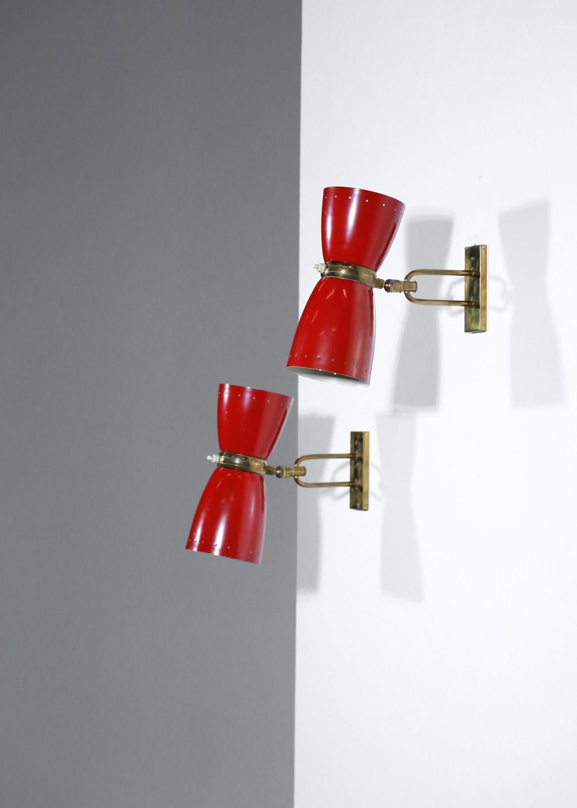 Mid-Century Modern Pair of 1950s Sconces in the Style of Jean Boris Lacroix French Design Guariche For Sale