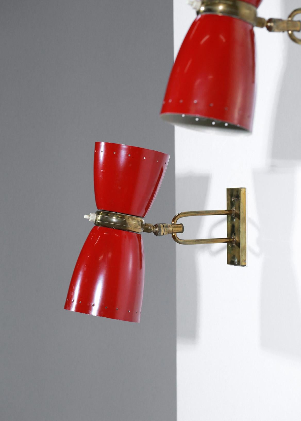 Lacquered Pair of 1950s Sconces in the Style of Jean Boris Lacroix French Design Guariche For Sale