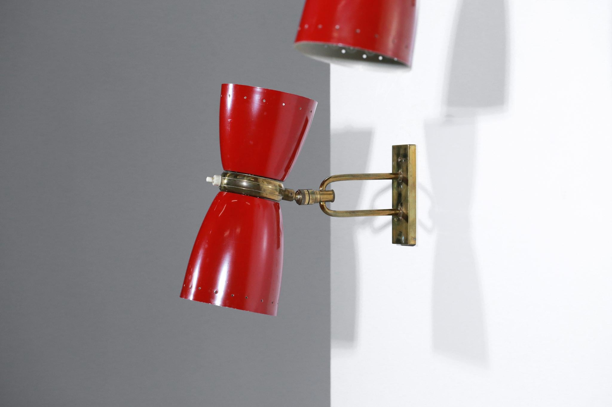 Pair of 1950s Sconces in the Style of Jean Boris Lacroix French Design Guariche In Good Condition For Sale In Lyon, FR