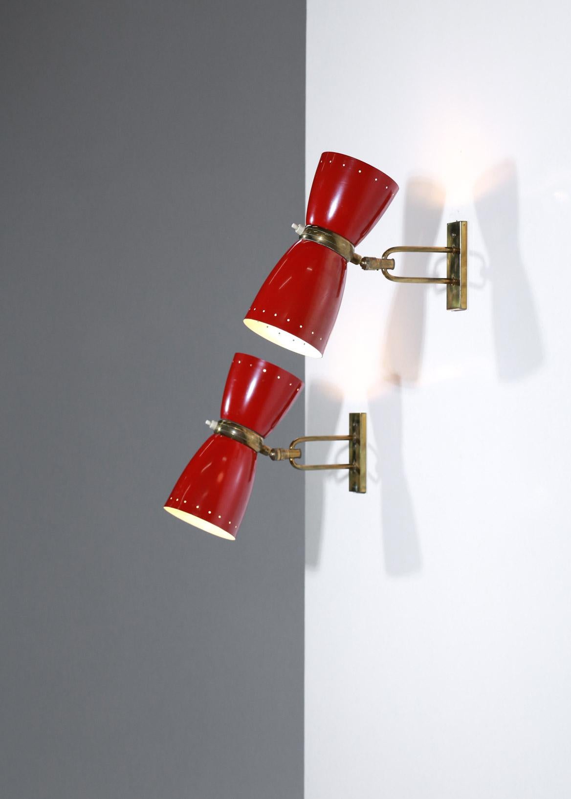 Pair of 1950s Sconces in the Style of Jean Boris Lacroix French Design Guariche For Sale 1