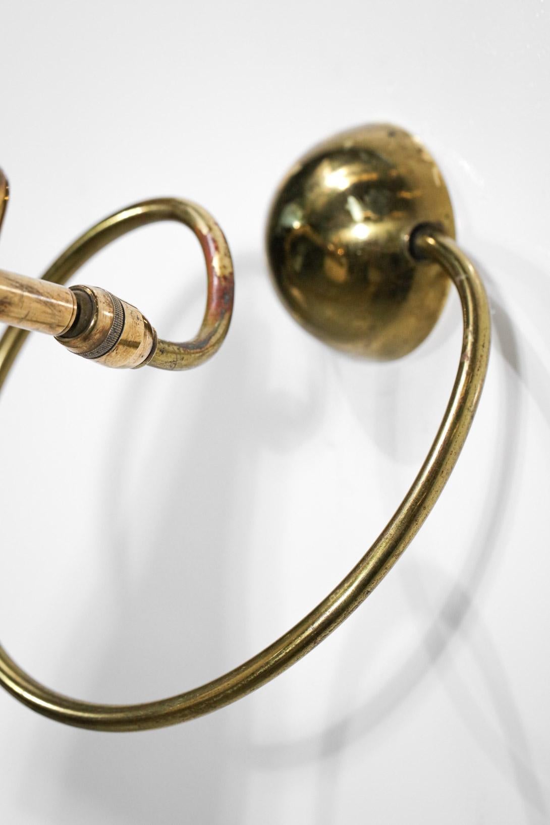 Metal Pair of 50's Style Pierre Guariche Vintage Design Beige Sconces Brass E055