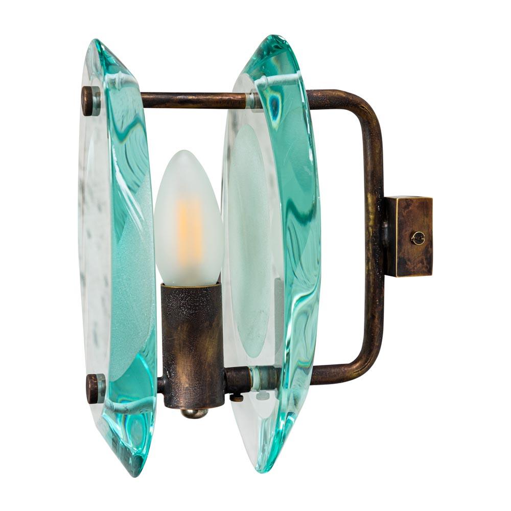 Pair of 50s Wall lights Glass Brass by Max Ingrand for Fontana Arte Model 2093 5