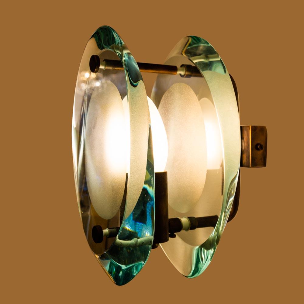 Pair of 50s Wall lights Glass Brass by Max Ingrand for Fontana Arte Model 2093 3