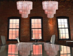 Pair of 52 Pink Tronchi Chandeliers Style Toni Zuccheri for Venini, Murano
