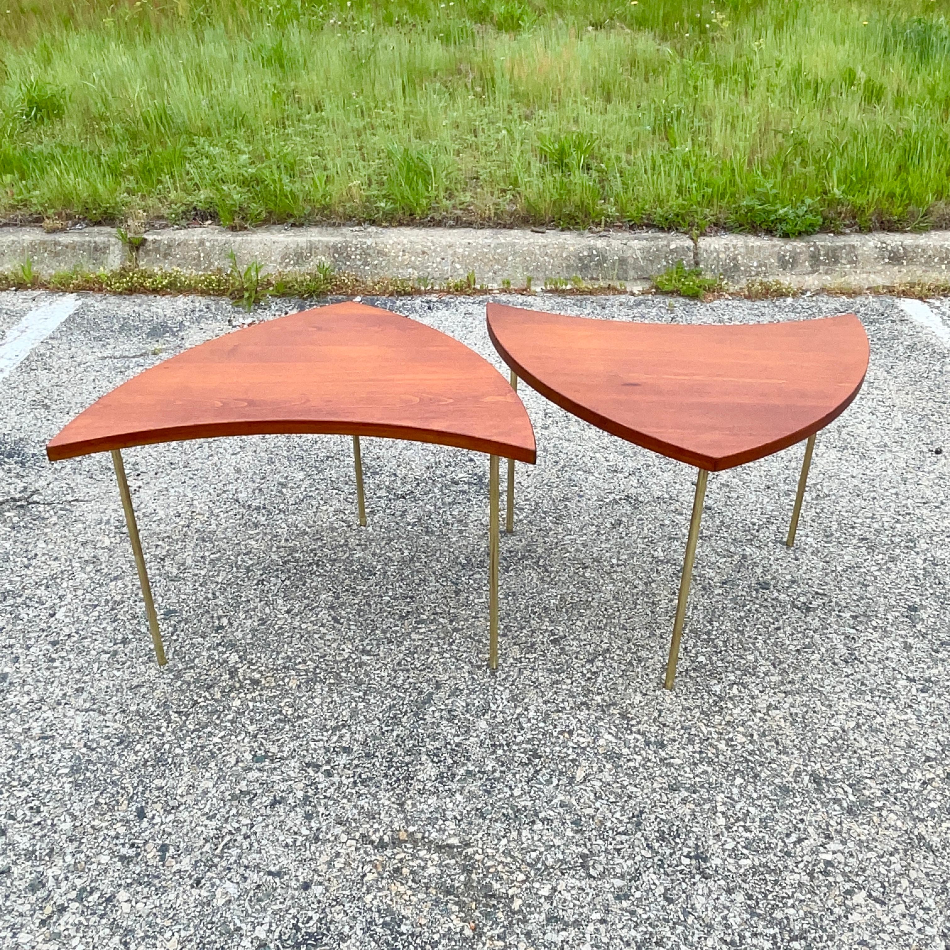 Brass Pair of 523 Tables by Peter Hvidt and Olga Molgaard for France & Son