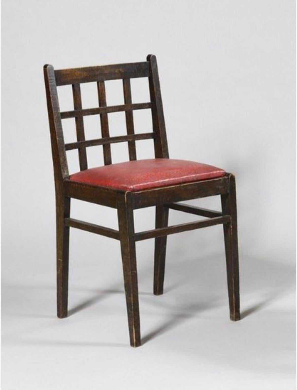 Pair of 555 Bleech Chair and Red Skaï Seat by René Gabriel, Norma, 1941 In Good Condition For Sale In PARIS, FR