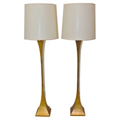 Pair of 55.5" Modern Brass Floor Lamps by Tonello and Montagna Grillo