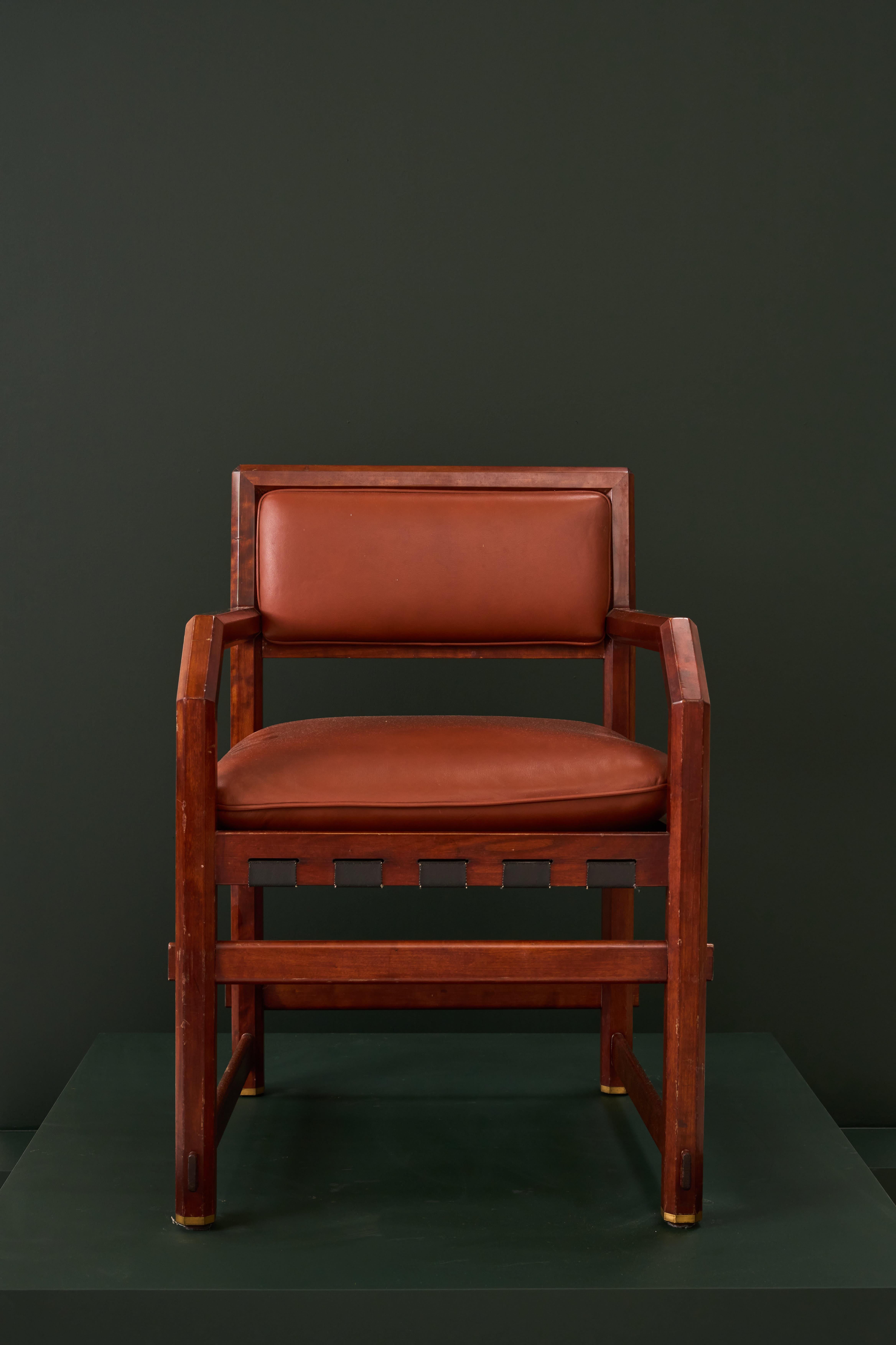 Pelle COPPIA DI POLTRONE 5762 PER Dunbar Edward Wormley in vendita