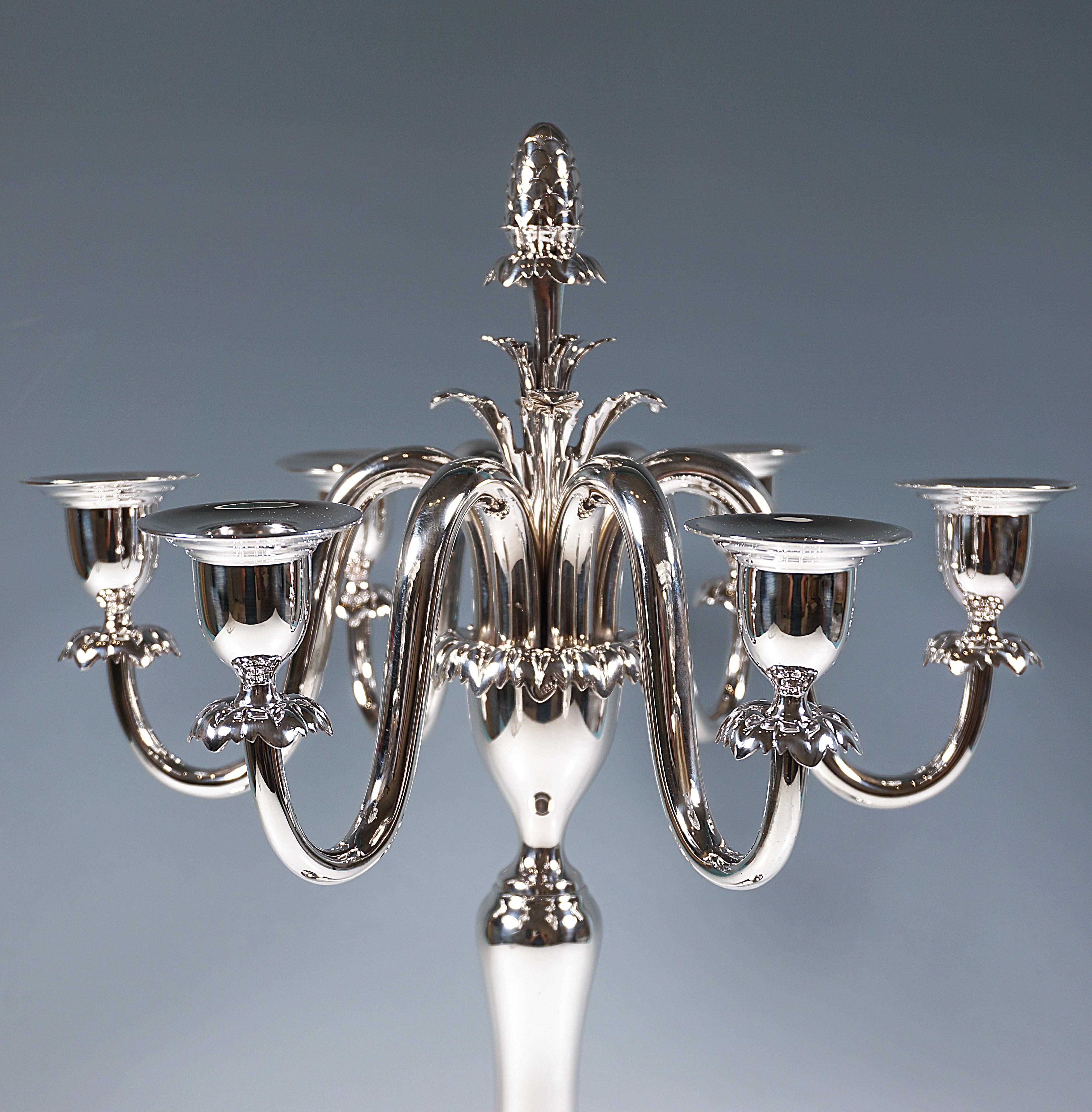 Pareja de candelabros de plata Art Nouveau de 6 llamas, de J.C. Klinkosch Viena, ca 1900 en Bueno estado para la venta en Vienna, AT