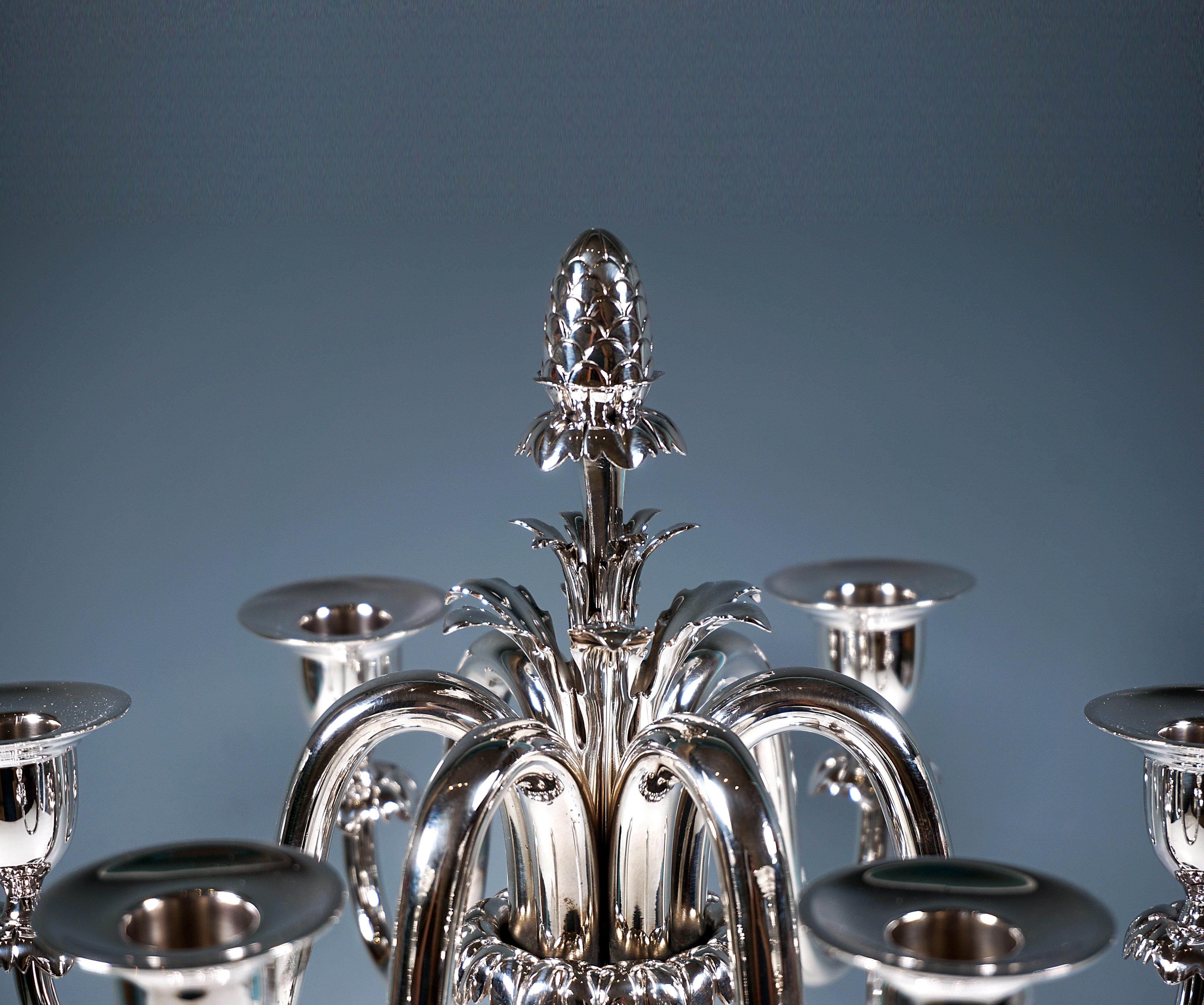Pareja de candelabros de plata Art Nouveau de 6 llamas, de J.C. Klinkosch Viena, ca 1900 principios del siglo XX en venta