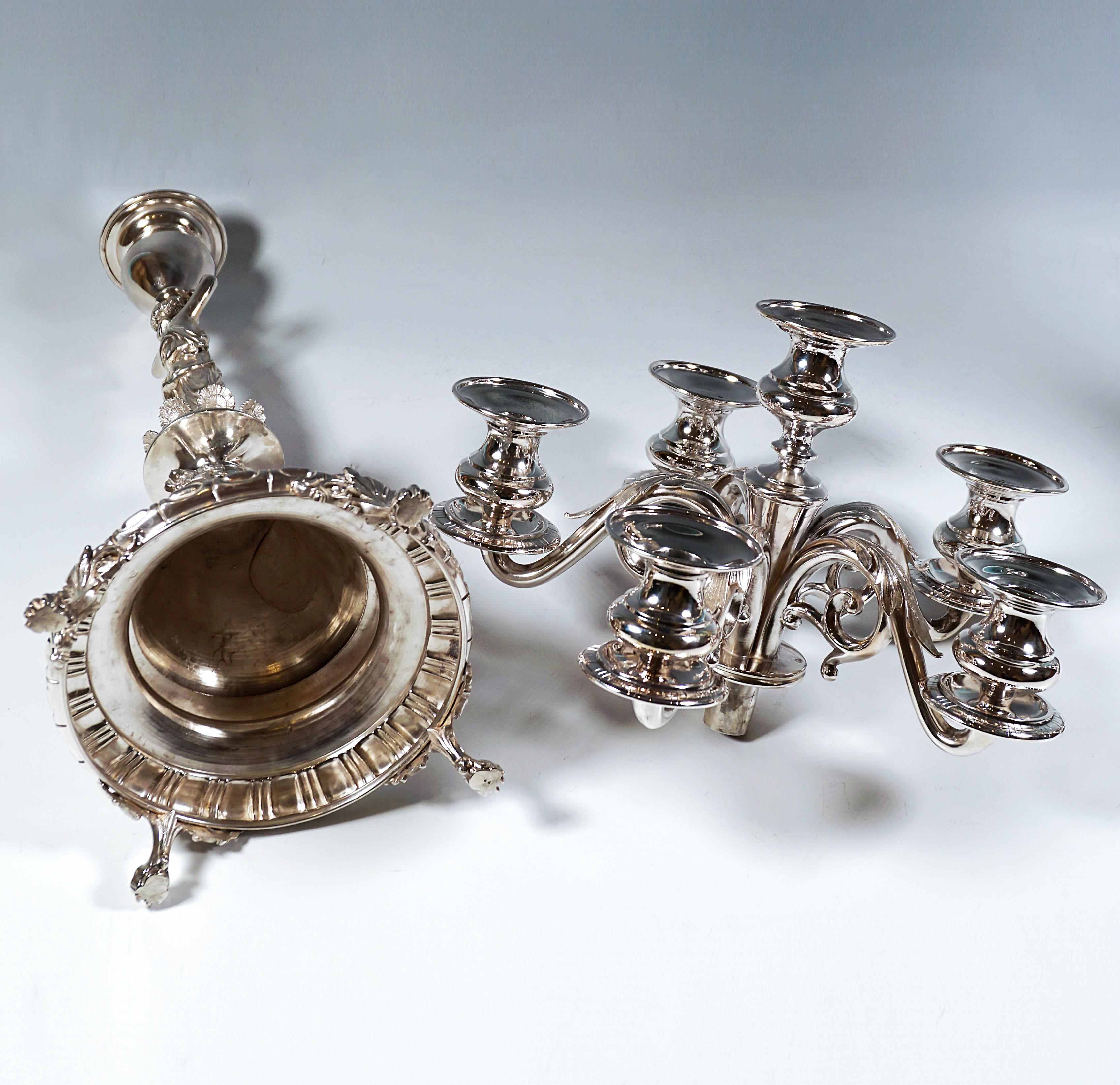 Pareja De Candelabros De Plata Art Nouveau De 6 Llamas Con Cariátides, Viena, Ca 1890 en venta 5