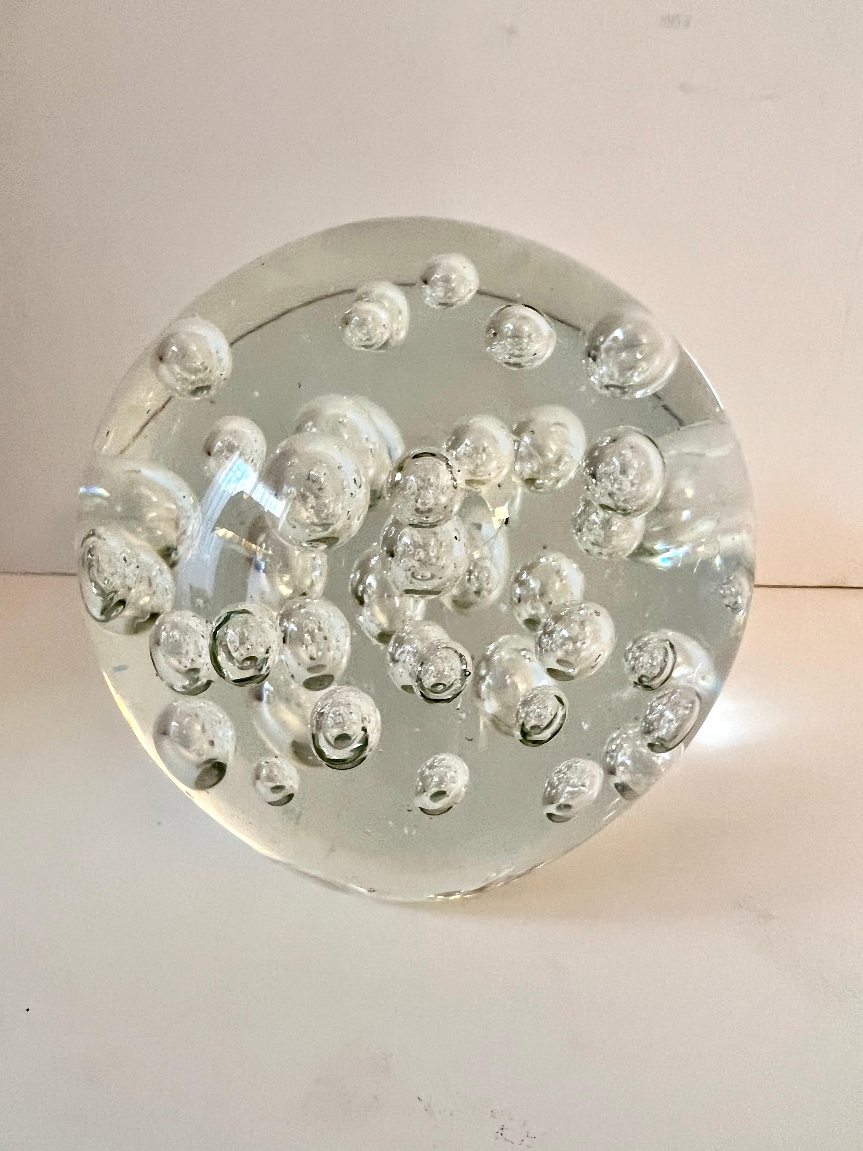 Large Glass Bubble Paperweights bookends In Good Condition For Sale In Los Angeles, CA