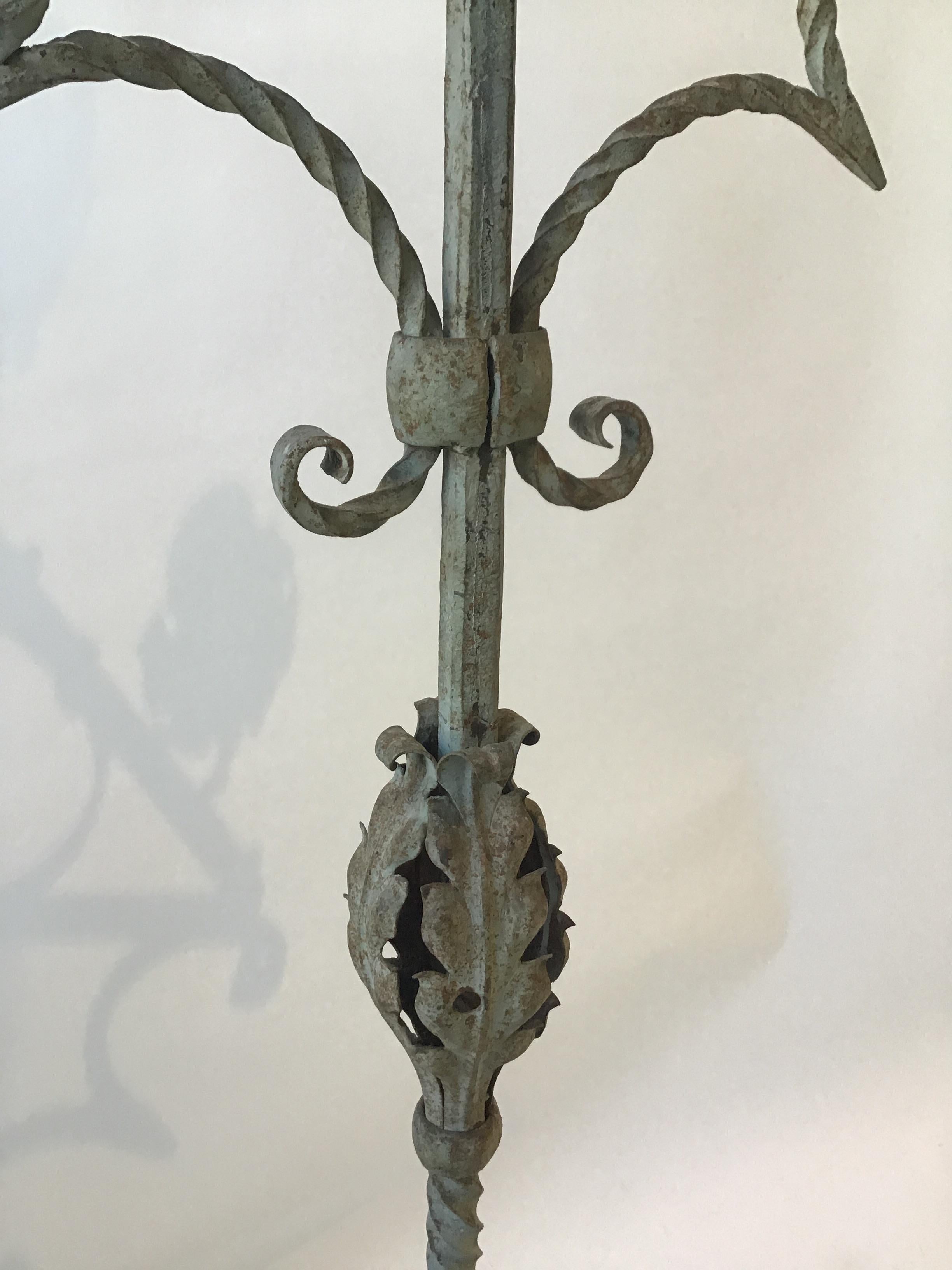 Pair of Gothic 1920s Wrought Iron Candelabras 6