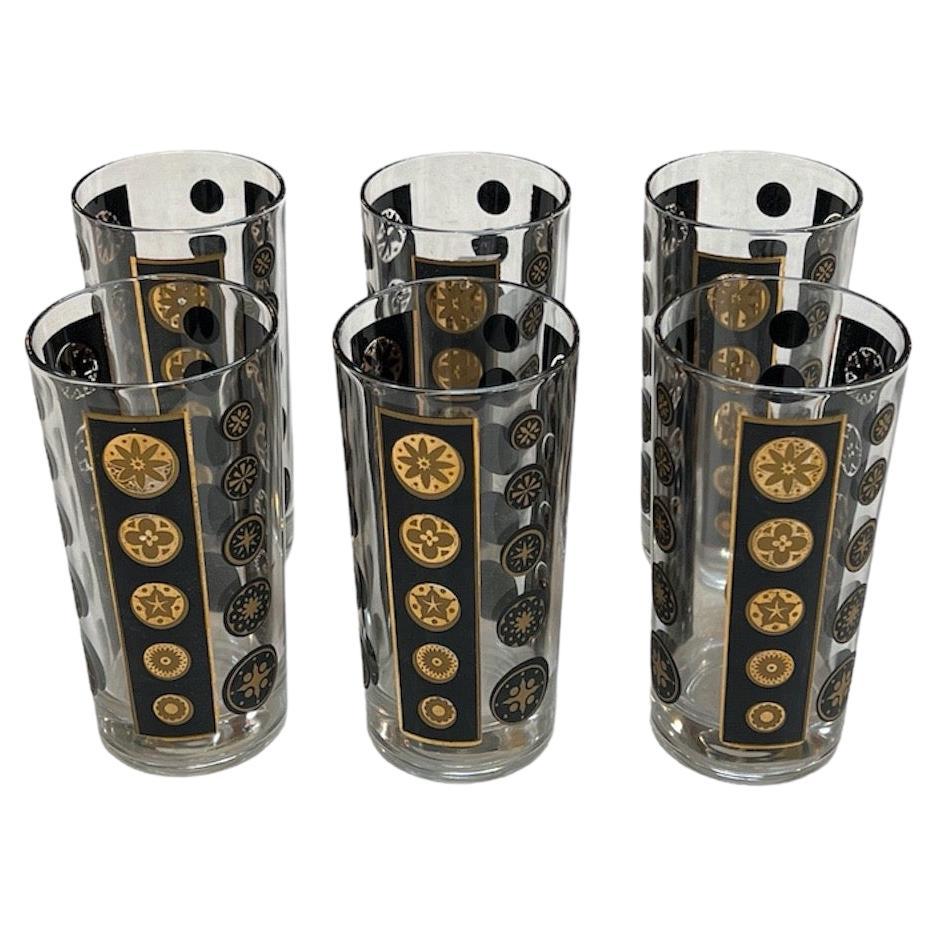 Coppia di 6 bicchieri alti stile Fornasetti anni '80