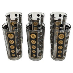 Paire de 6 grands verres Fornasetti style années 1980