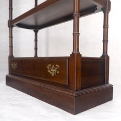 Pair of 6 Tier Faux Bamboo Bottom Drawer Cherry Bookcases Round Ball Finials