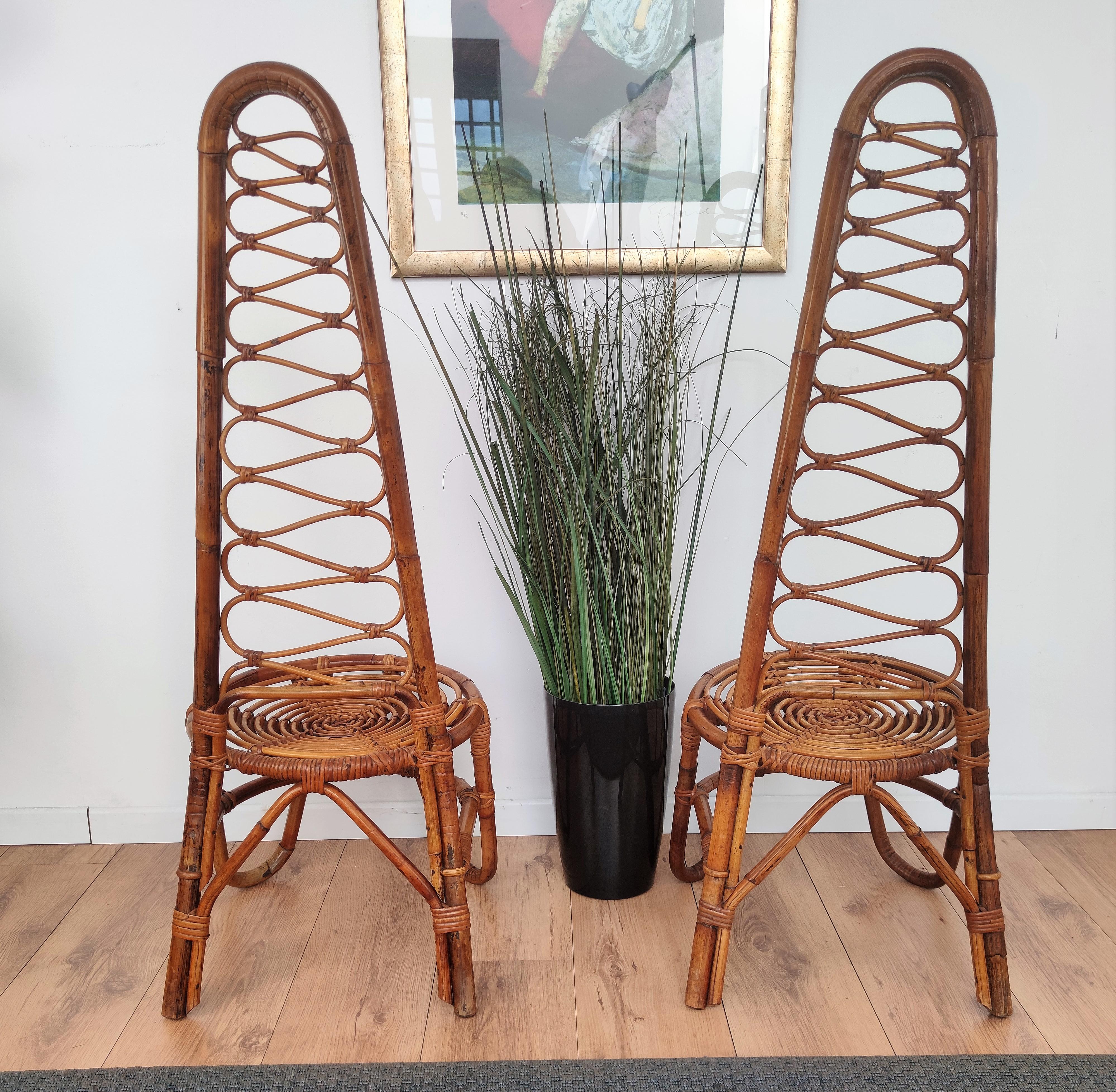 20th Century Pair of 60s Bent Bamboo Dirk van Sliedrecht Lounge Chairs and coffee table