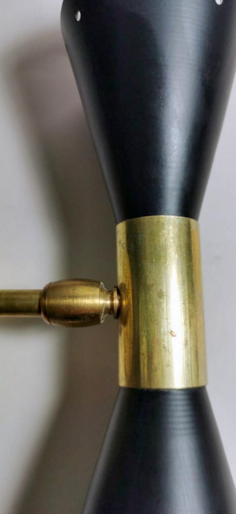  Stilnovo Style Diabolo Model Pair Of Brass Italian Sconces 1960 3