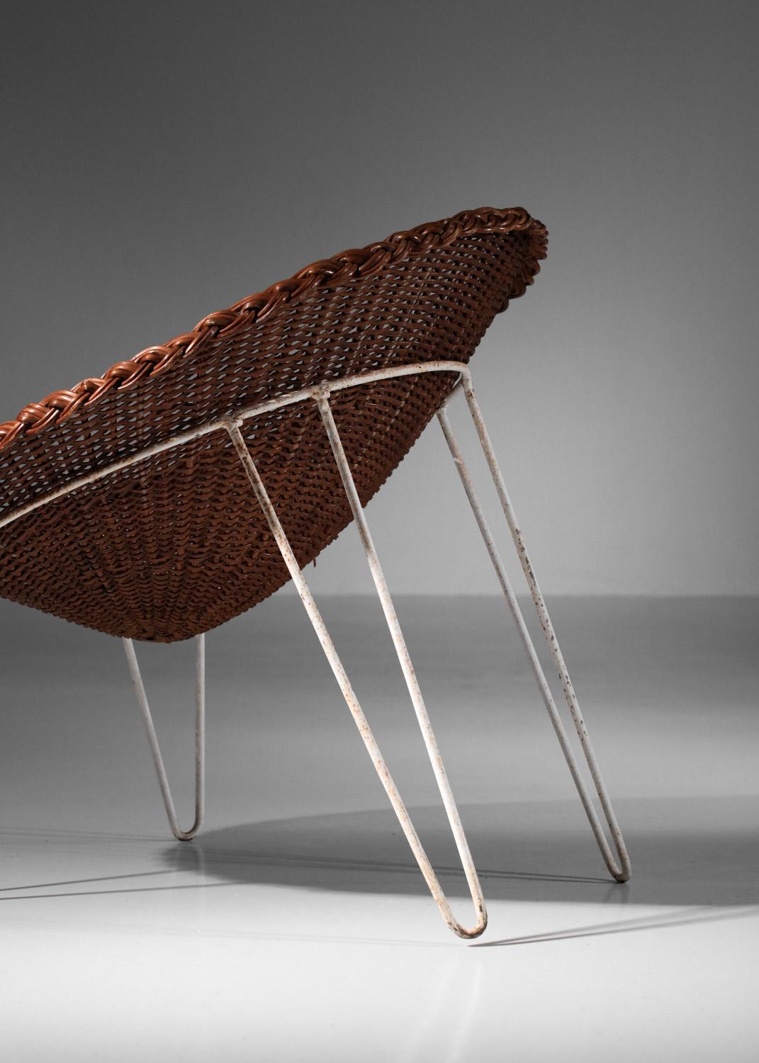 Paire de fauteuils français des années 60 en rotin et osier design I442 en vente 4