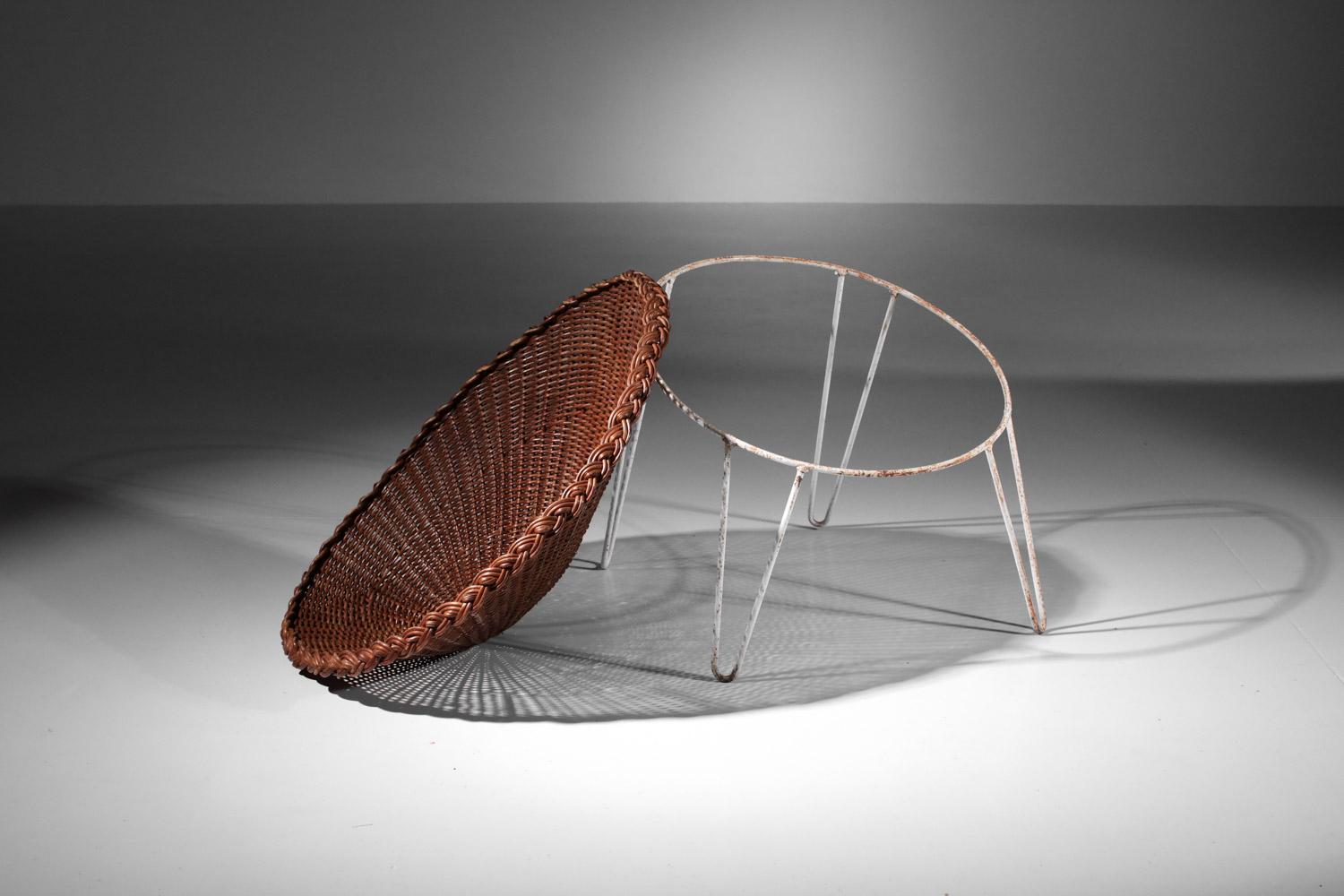 Paire de fauteuils français des années 60 en rotin et osier design I442 en vente 13