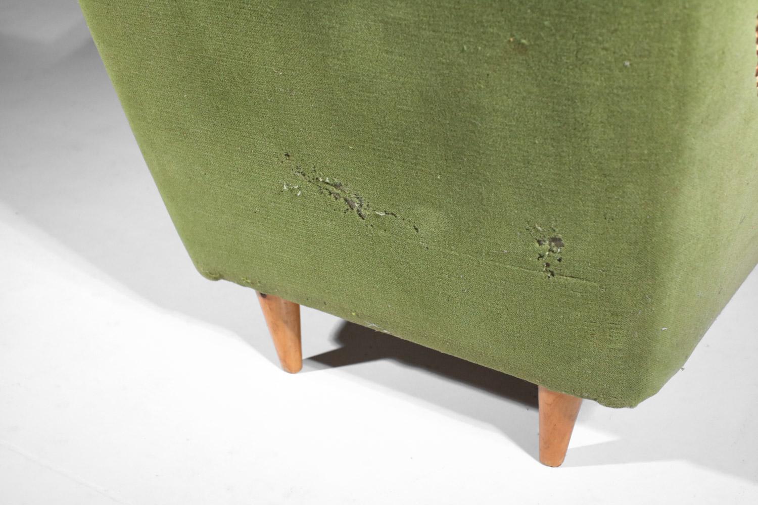 Pareja de sillones italianos de los años 60 de estilo Gio Ponti en terciopelo en venta 4