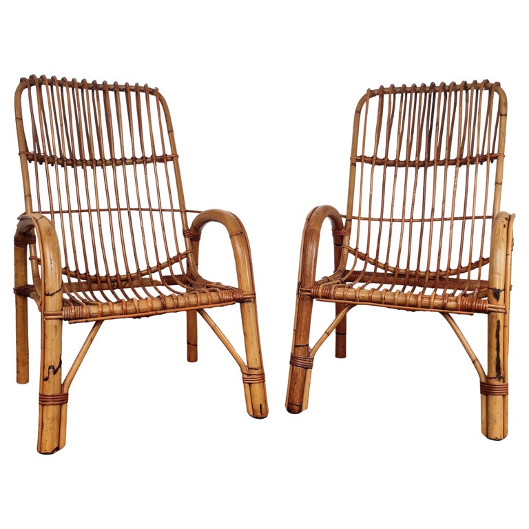 Paar 60er Jahre Italienisch gebogenen Bambus Rattan bhmischen Franzsisch  Riviera Lounge Sessel im Angebot bei 1stDibs Deutschland | bambus  italienisch