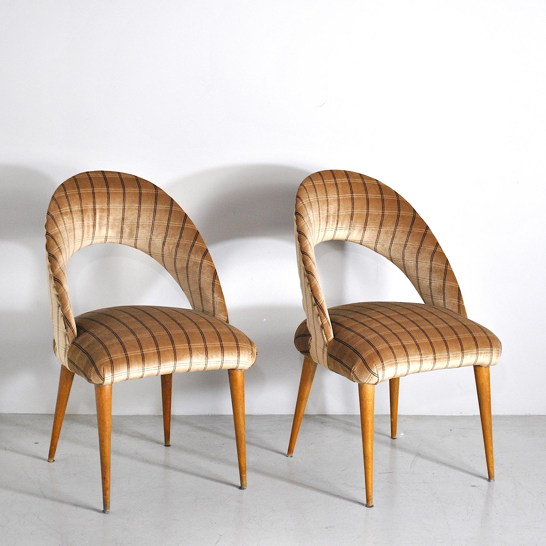 Pair of upholstered chairs from the Italian school of the 1960s in the Antonin Šuman style for Tatra Pravenec.