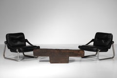 Paar Sessel aus Leder und verchromtem Stahlrohr aus den 60er Jahren