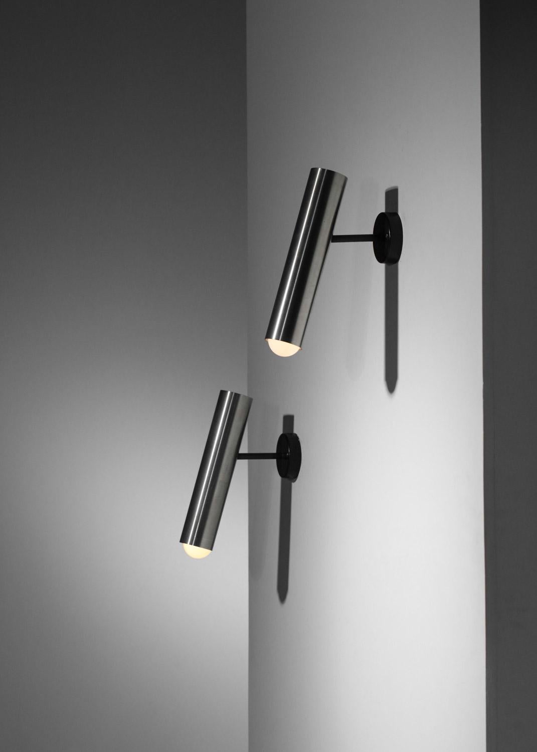 Laqué Paire de tubes en acier nickelé des années 60 dans le style d'Alain Richard en vente