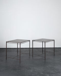 Pair Of 60s Spanish Tooled Steel Tables