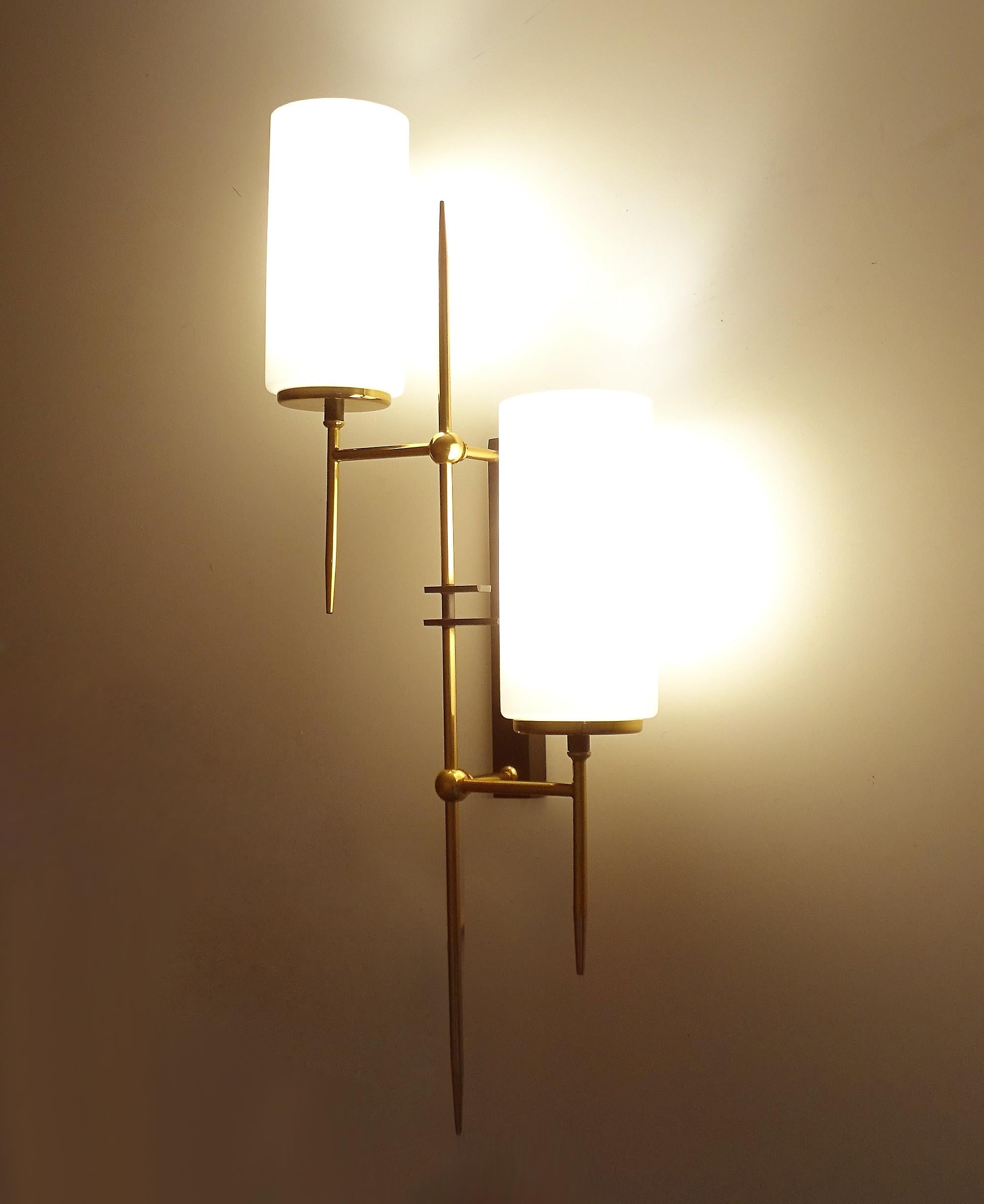 French Pair of Stilnovo Style Sconces,  Lunel, 1960s  For Sale