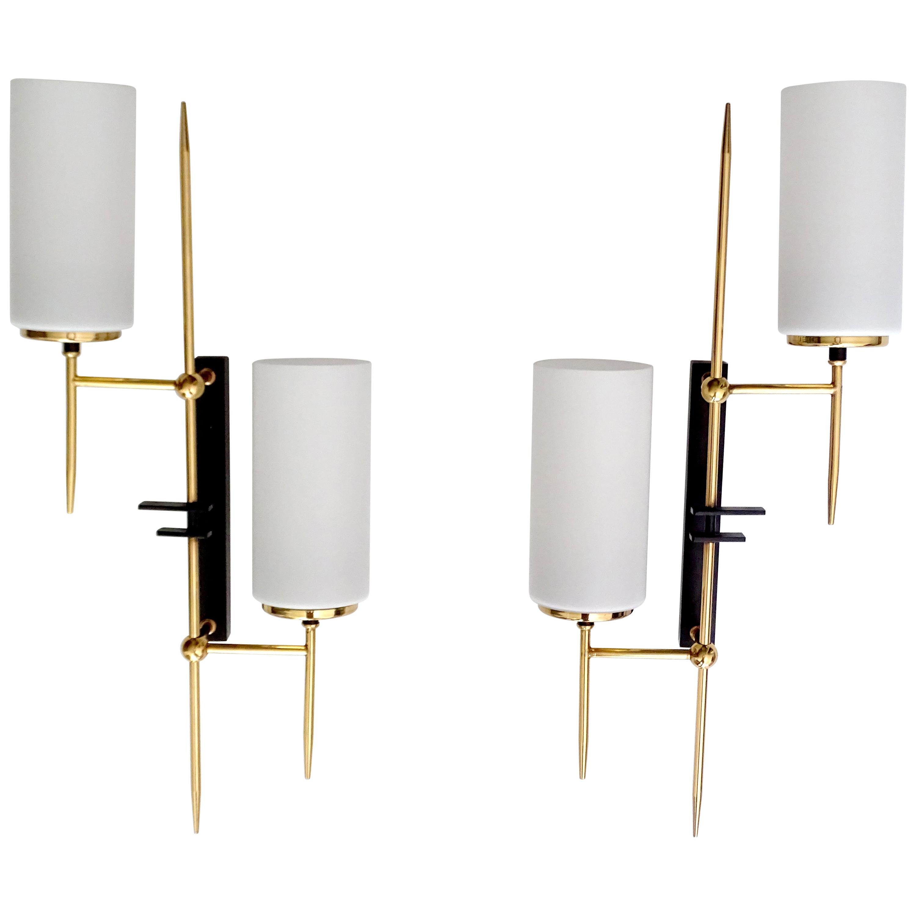 Pair of Stilnovo Style Sconces,  Lunel, 1960s  For Sale