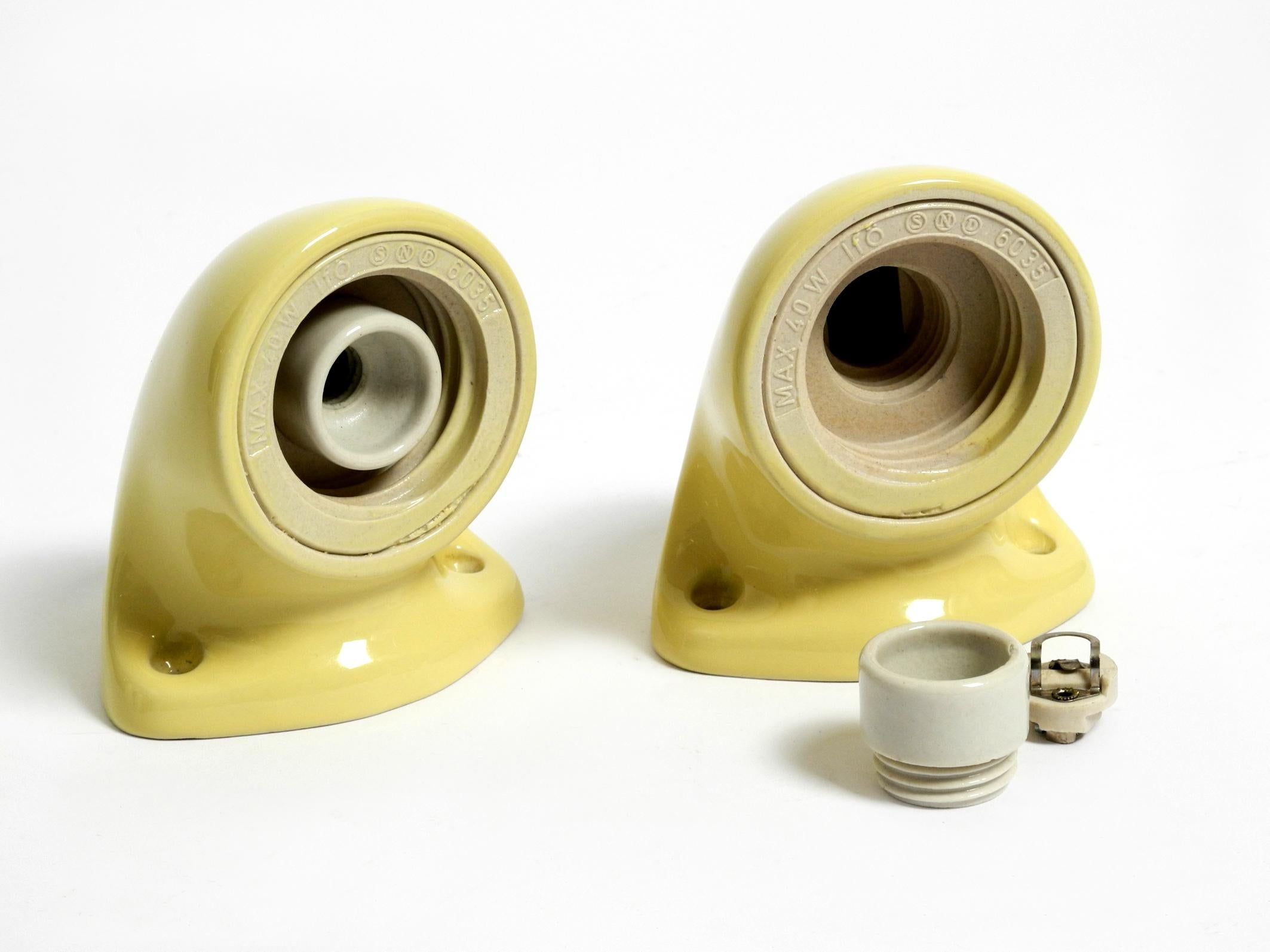 Pair of 60s Yellow Green Glazed Porcelain Wall Lights by Sigvard Bernado for IFO 3