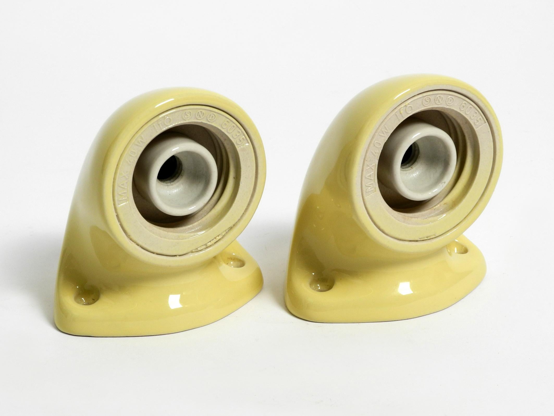 Pair of 60s Yellow Green Glazed Porcelain Wall Lights by Sigvard Bernado for IFO 4