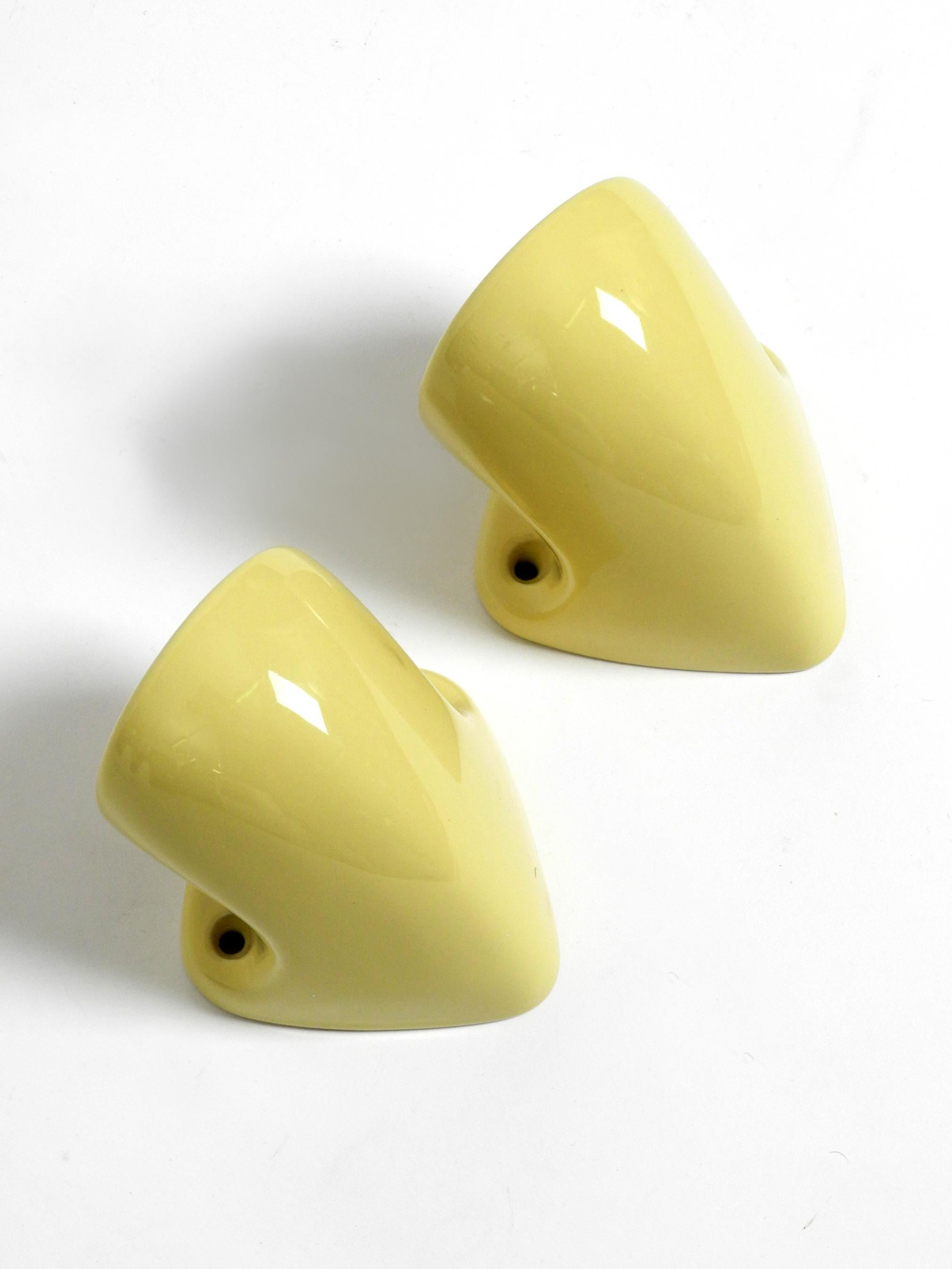 Pair of 60s Yellow Green Glazed Porcelain Wall Lights by Sigvard Bernado for IFO 2