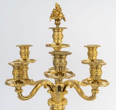 Pair of 7-Branch Candelabra in Gilded Bronze, 19th Century, Napoleon III Period.