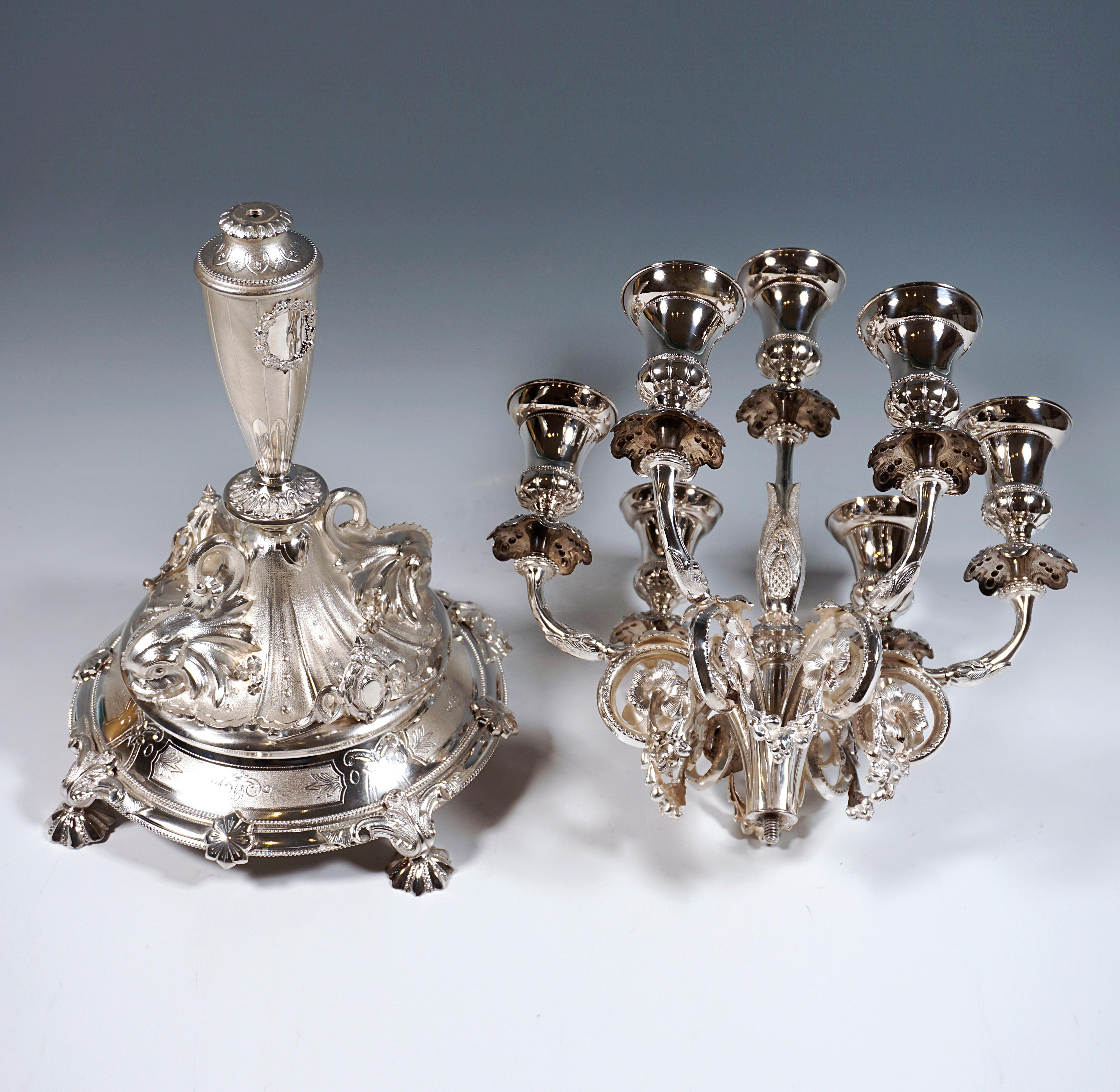 Pair Of 7-Flame Silver Candelabras With Dolphins, Wilkens & Sons Germany, 1877 In Good Condition In Vienna, AT