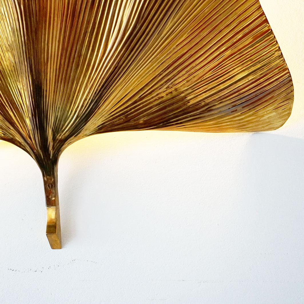 Pair of 70s Brass Ginkgo leaf Wall Lamps by Carlo Giorgi  Bottega Gadda Italy 5