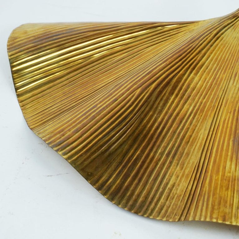 Pair of 70s Brass Ginkgo leaf Wall Lamps by Carlo Giorgi Bottega