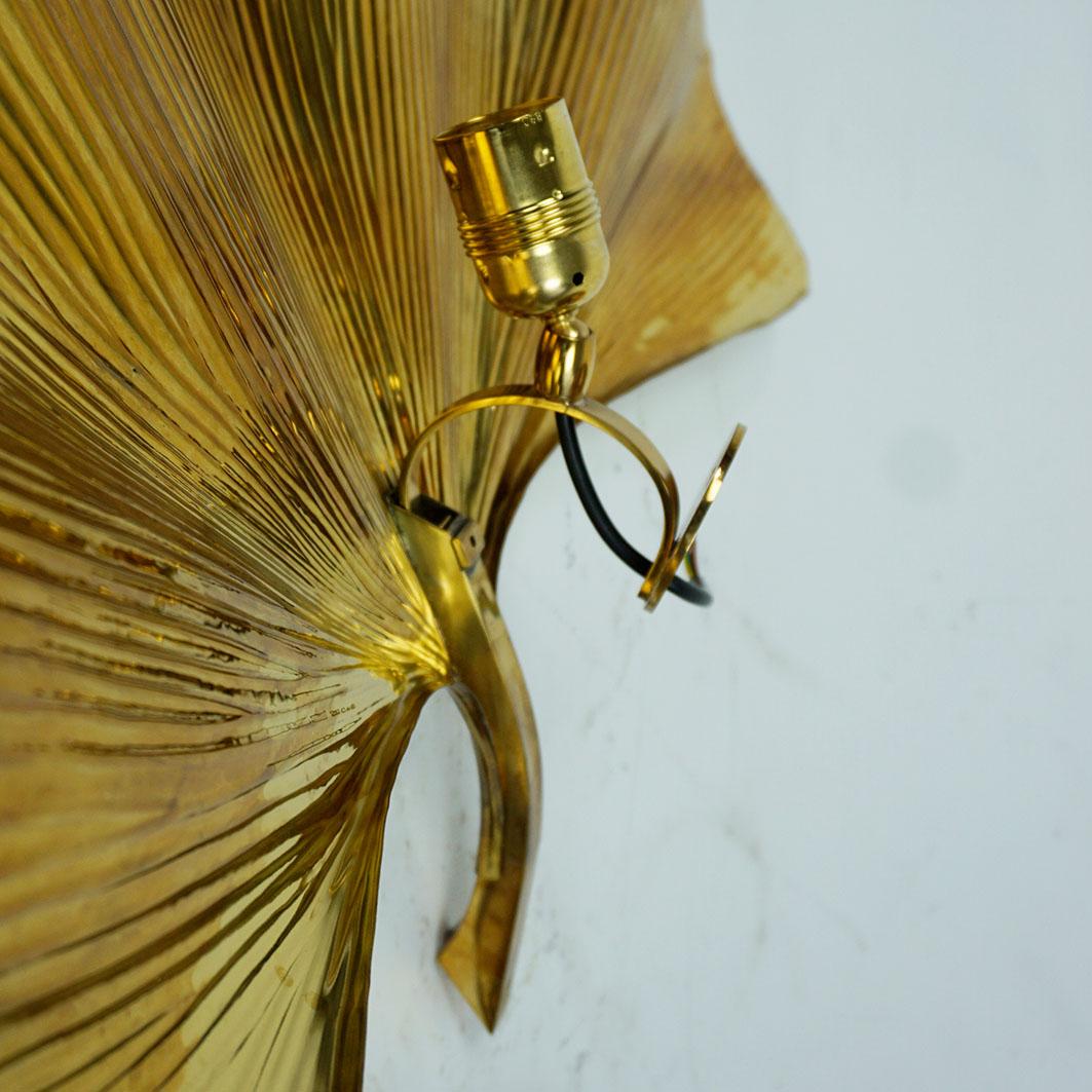 Pair of 70s Brass Ginkgo leaf Wall Lamps by Carlo Giorgi  Bottega Gadda Italy 2