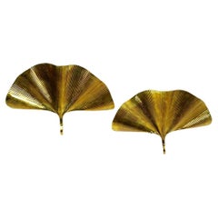 Pair of 70s Brass Ginkgo leaf Wall Lamps by Carlo Giorgi  Bottega Gadda Italy