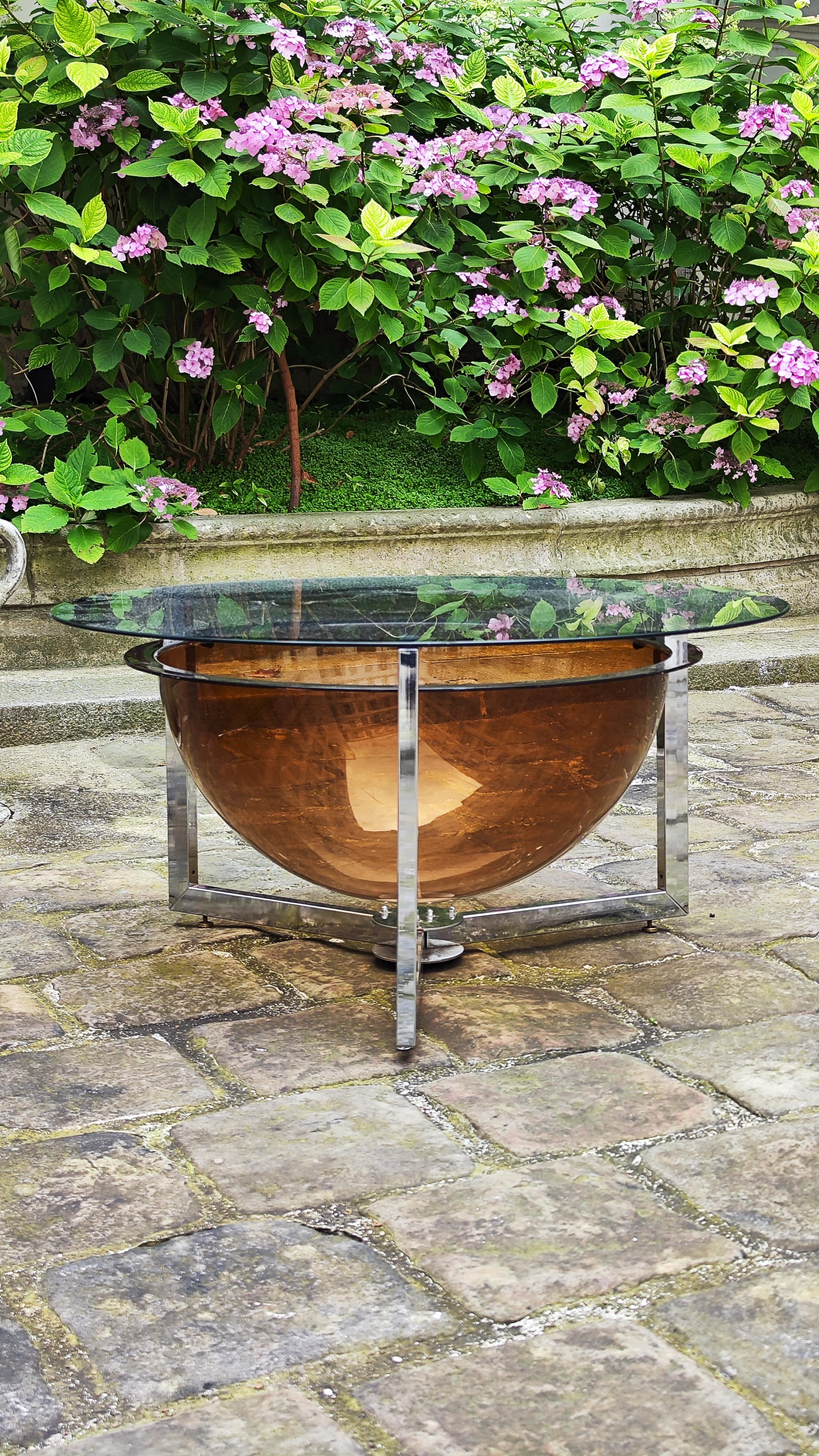 European Pair of 70s coffee tables, steel, glass and plexiglass - France