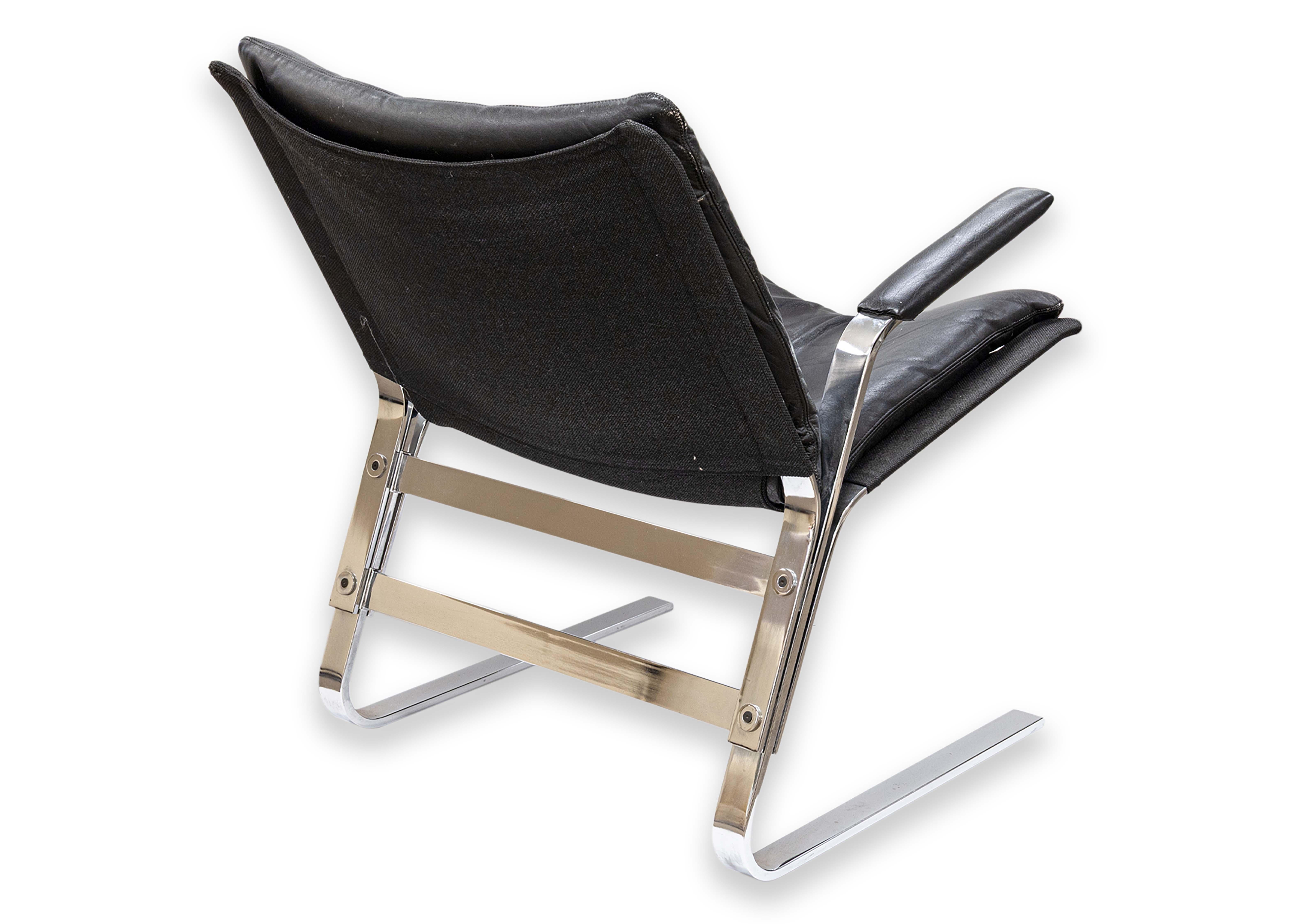 Pair of 70s Elsa & Nordahl Solheim Leather Chrome Pirate Chairs for Rybo Rykken For Sale 7