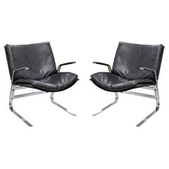 Paire de chaises de pirate en cuir chromé Elsa & Nordahl Solheim pour Rybo Rykken, années 70