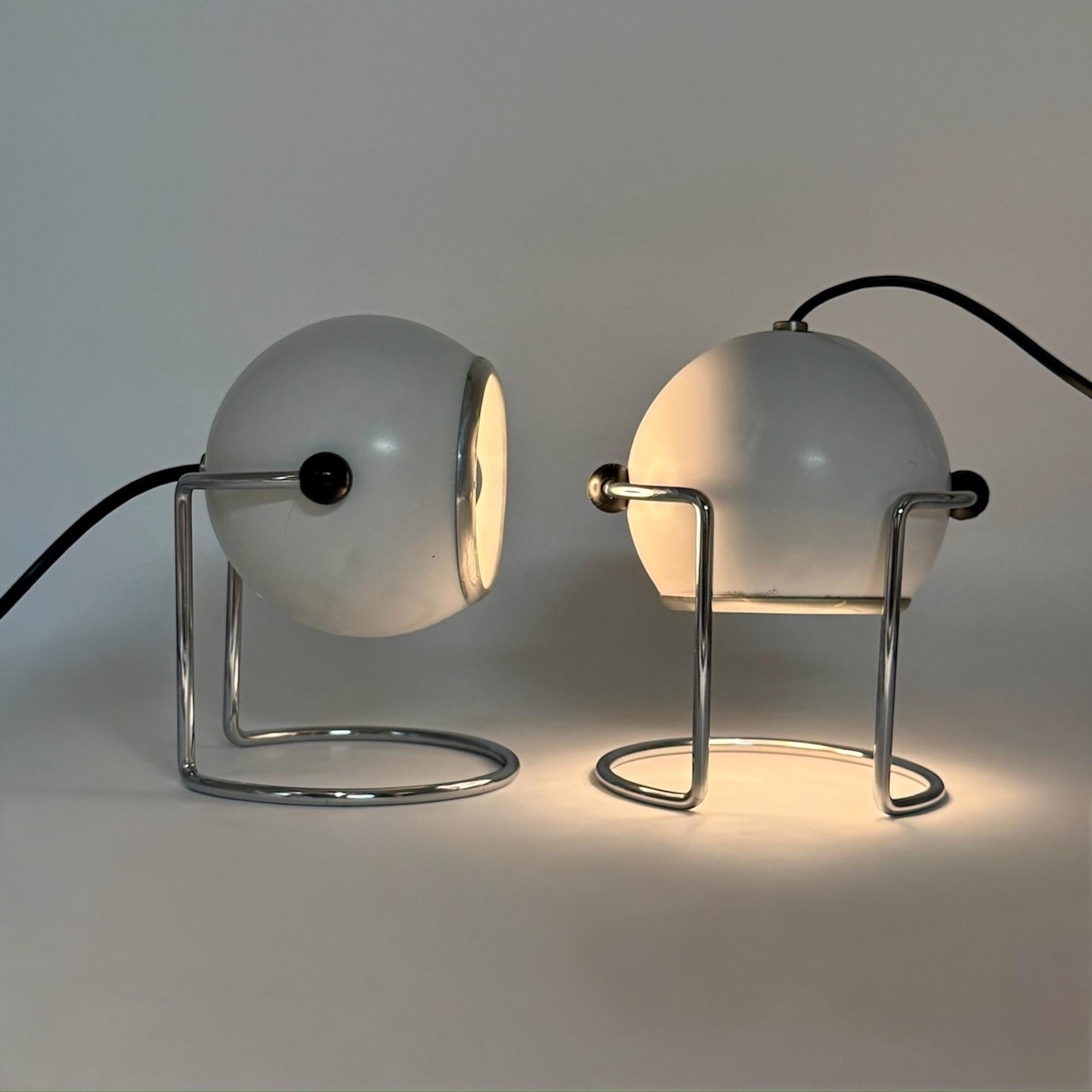 Pair of 70s Eyeball Lamps by Targetti Sankey - MCM Italian Design Light For Sale 5