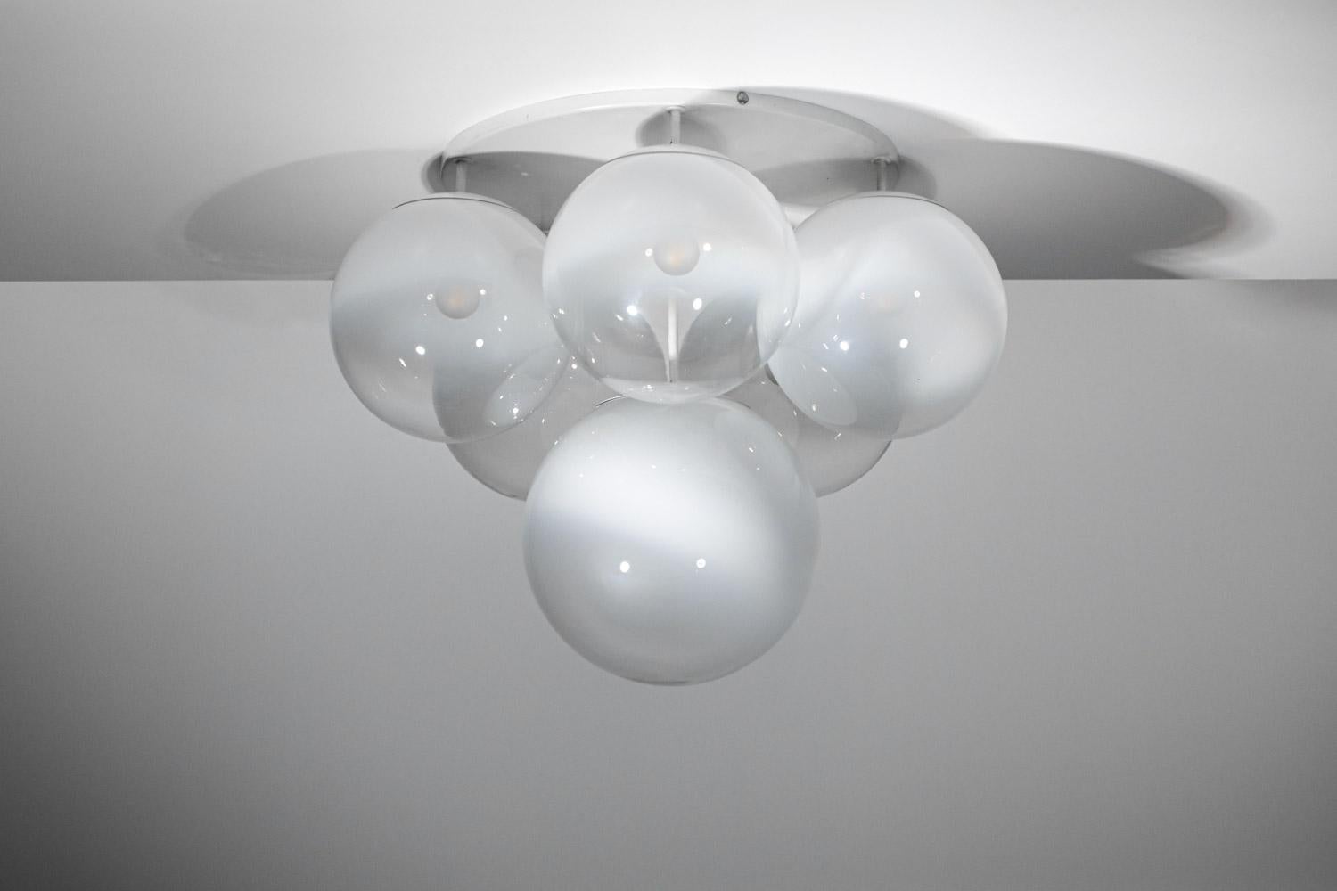 Pair of 70's Italian ceiling lights in Murano glass Gino Sarfatti style - G723 - 4